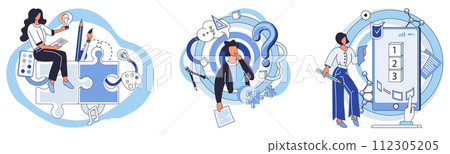 Project management vector illustration. Professional project management demands comprehensive and strategic approach Successful organizations invest in technology to enhance project management 112305205