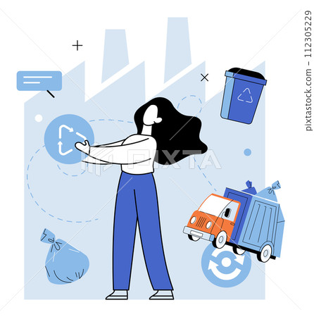Waste management. Vector illustration. Climate change necessitates environmentally responsible waste management practices Being responsible stewards environment means prioritizing waste management 112305229