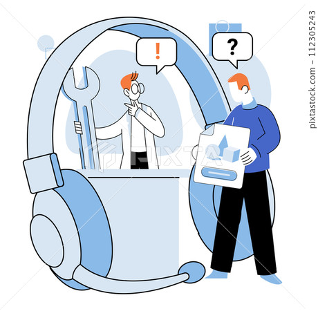 Support service. Vector illustration. The occupation customer service representative requires strong communication skills Management has control over support service processes The hot line provides Support service. Vector illustration. The occupation customer service representative requires strong communication skills Management has control over support service processes The hot line provides 112305243