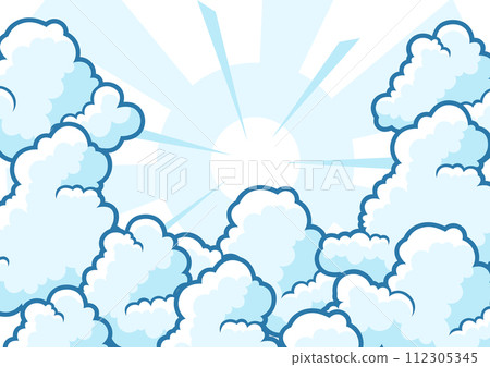 Background with clouds. Cartoon cute image of sky. 112305345