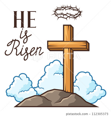 Happy Easter greeting card. Background with religious symbol. 112305373