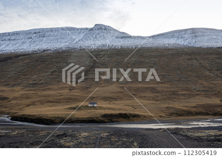 Mountains and a house, North Iceland 112305419