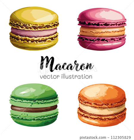 AI-generated content. Macarons vector illustration AI-generated content. Macarons vector illustration 112305829