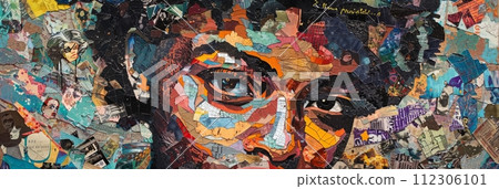 Patchwork style quilt, colorful patchwork quilt Patchwork style quilt, colorful patchwork quilt 112306101