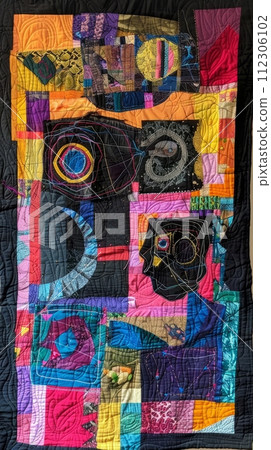 Patchwork style quilt, colorful patchwork quilt 112306102