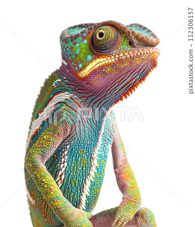 Beautiful Chameleon Isolated on a White Background. Beautiful Chameleon Isolated on a White Background. 112306157