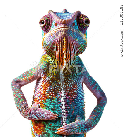 Beautiful Chameleon Isolated on a White Background. Beautiful Chameleon Isolated on a White Background. 112306188