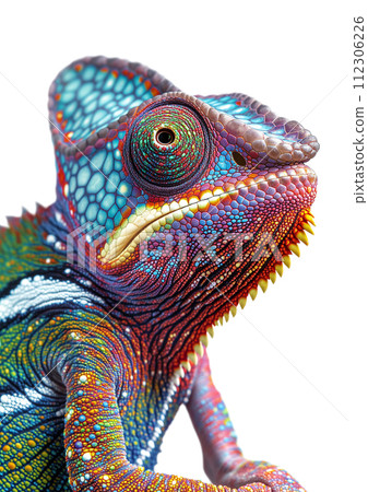Beautiful Chameleon Isolated on a White Background. Beautiful Chameleon Isolated on a White Background. 112306226
