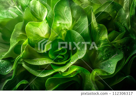 Endive lettuce isolated on white background. Fresh green salad leaves from garden 112306317