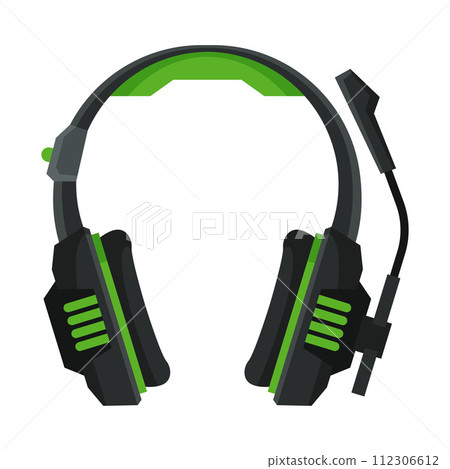 Wireless Headphones with Microphone, Headset, Accessory for Music Listening or Gaming Vector Illustration 112306612
