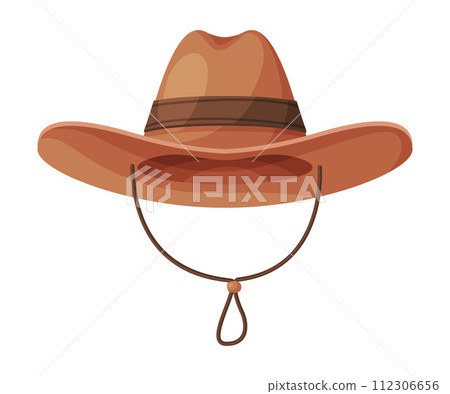 Cowboy Hat, Vintage Male Headdress, Retro Fashion Flat Vector Illustration 112306656