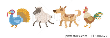 Funny Farm Animal and Domestic Livestock Vector Set Funny Farm Animal and Domestic Livestock Vector Set 112306677