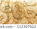 Bitcoins coins background. Crypto currency, bitcoin, BTC, 112307022