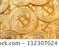 Bitcoins coins background. Crypto currency, bitcoin, BTC, 112307024
