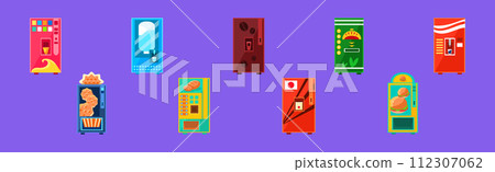 Colorful Vending Machine Sell Different Item Vector Set 112307062