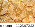 Bitcoins coins background. Crypto currency, bitcoin, BTC, 112307282
