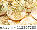 Bitcoins coins background. Crypto currency, bitcoin, BTC, 112307283