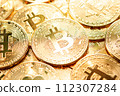 Bitcoins coins background. Crypto currency, bitcoin, BTC, 112307284