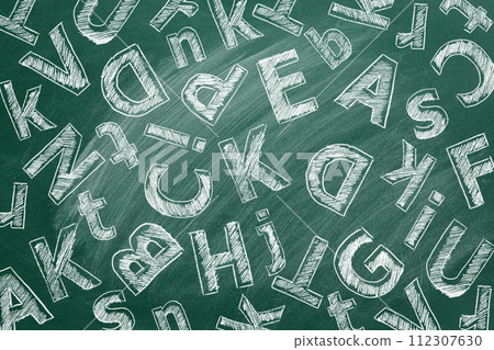Letters on greenboard Letters on greenboard 112307630