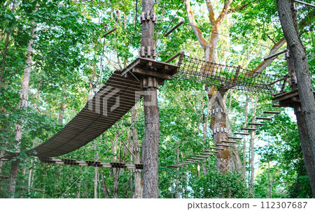 Rope park on trees close-up. The concept of sports and recreation 112307687