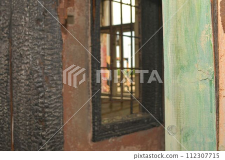 Devastated room. Destroyed squat. Derelict home. Homeless living 112307715