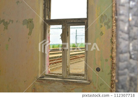 Devastated room. Destroyed squat. Derelict home. Homeless living 112307718