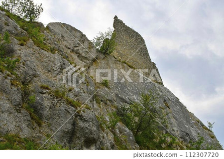The Pavlov Hills, in Czech also Palava. White limestone rocks, flowers in rock. South Moravia, the Czech Republic, Europe 112307720