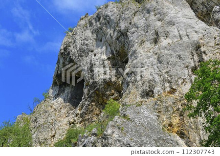 The Pavlov Hills, in Czech also Palava. White limestone rocks, flowers in rock. South Moravia, the Czech Republic, Europe 112307743
