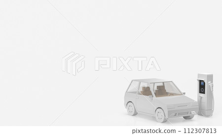 The white car and electric station for EV car concept 3d rendering. The white car and electric station for EV car concept 3d rendering. 112307813