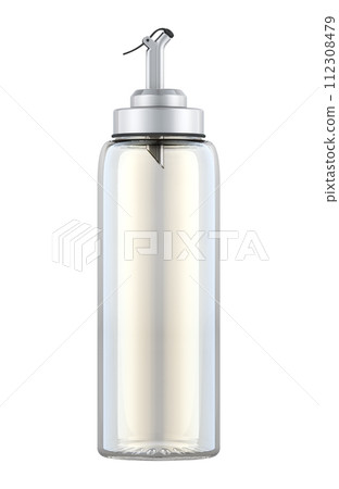 Empty Glass Oil Dispenser Bottle with Stainless Steel Spout, 3D rendering 112308479