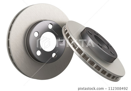Two Car Disc Brake Rotors, 3D rendering 112308492