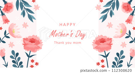 Mother's Day Pattern Banner _ Vector Background Poster Frame 1:2 112308620