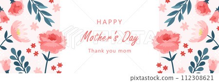 Mother's Day Pattern Banner _ Vector Background Poster Frame 1:3 112308621