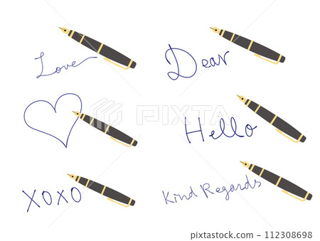 English closing letters written with a fountain pen English closing letters written with a fountain pen 112308698