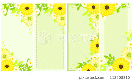 春天的花朵插圖框架,黃色非洲菊,垂直 19.5:9 尺寸 春天的花朵插圖框架,黃色非洲菊,垂直 19.5:9 尺寸 112308810