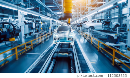 人工智慧控制的機器人，未來介面元素。物聯網和工業 4.0 的形象。 112308833