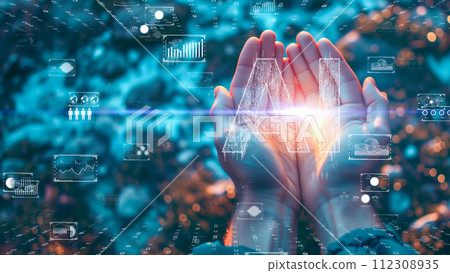 Concept of interactive artificial intelligence in high-tech environment. Innovative technology concept. 112308935