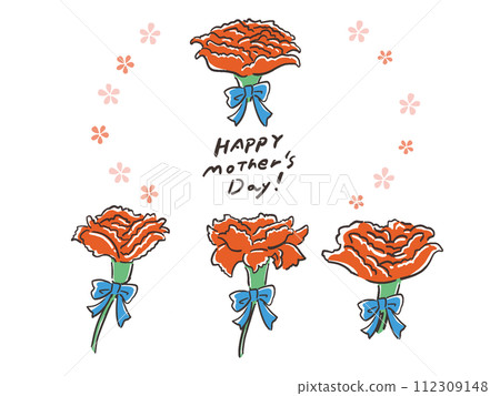母親節康乃馨寬鬆手繪風格插畫集 112309148