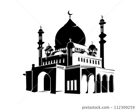 mosque silhouette vector isolate background Ramadan kareem 112309259