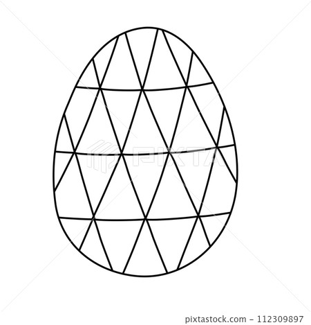 Ester egg with triangle geometric pattern, doodle style flat vector outline for coloring book 112309897