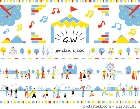 Golden week illustration material collection 112310195