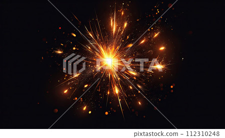 Orange sparks like sparklers, black background Orange sparks like sparklers, black background 112310248