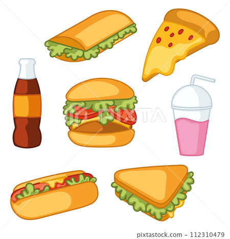Fast food icon pattern Restaurant wallpaper Vector 112310479