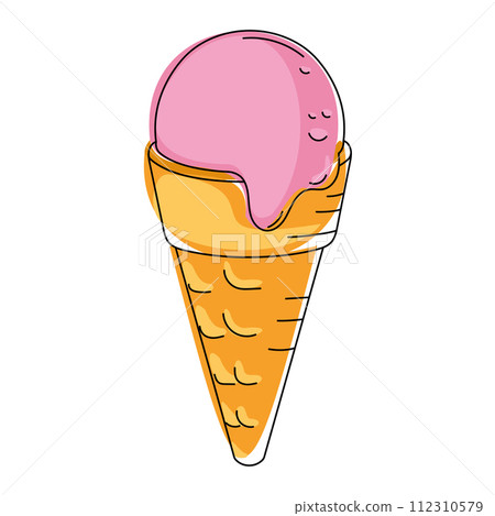Ice cream cone Fast food icon sketch Vector 112310579