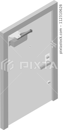 帶有等距閉門器的門的圖像素材 112310626