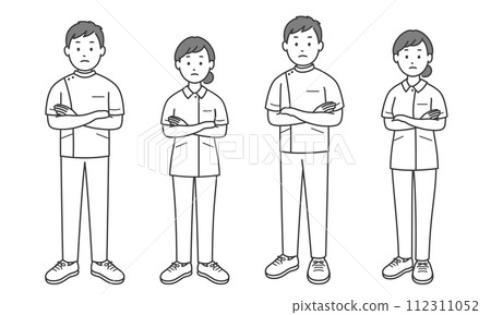 A male and female nurse thinking with folded arms 112311052