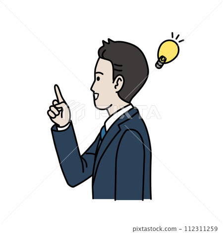 A male office worker who comes up with an idea, businessman sideways 112311259