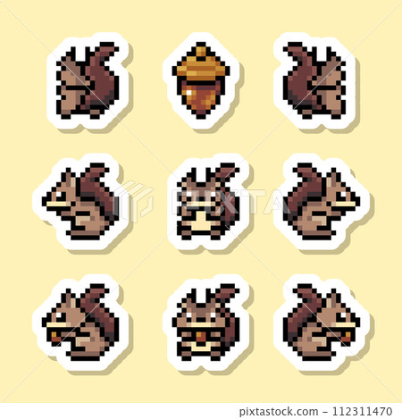 squirrel pixel art label 112311470