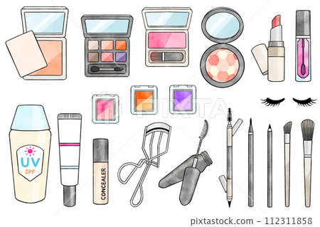 Illustration set of makeup items 112311858