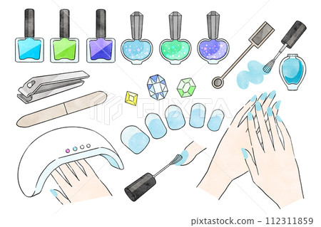 藍色指甲專案的插圖集 藍色指甲專案的插圖集 112311859